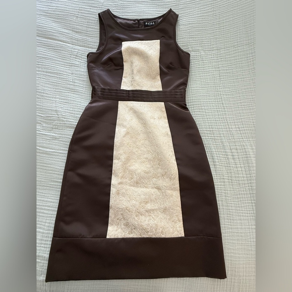 BCBG Brown Dress with Cream Center Panel